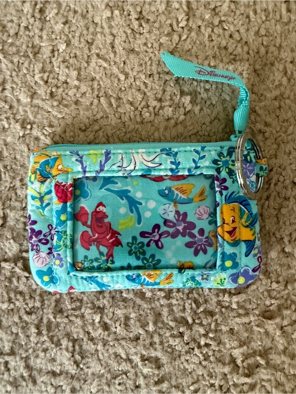 Vera Bradley Teal Disney Little Mermaid Card Holder with Keyring